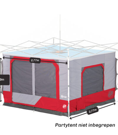 Camping Cube 3x3m Rood voor Vantage en Eclipse party tenten