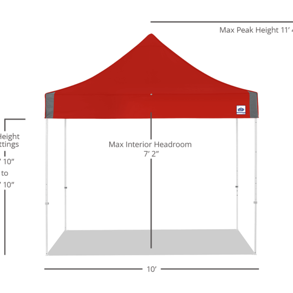 Eclipse easy up tent 3x3m aluminium frame met stofkleur rood - Afbeelding 2